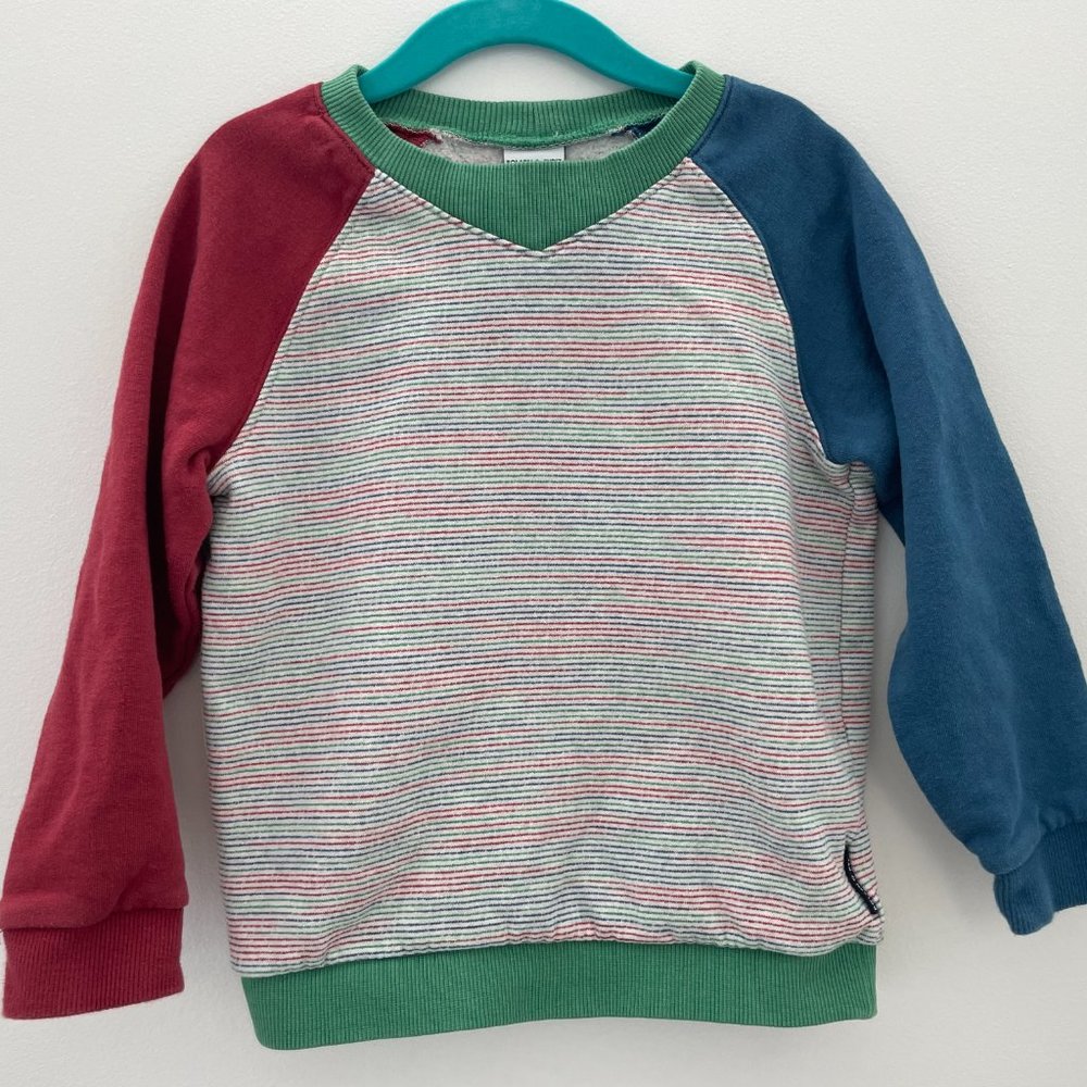 Polarn O. Pyret Colorblock Sweatshirt with Stripes